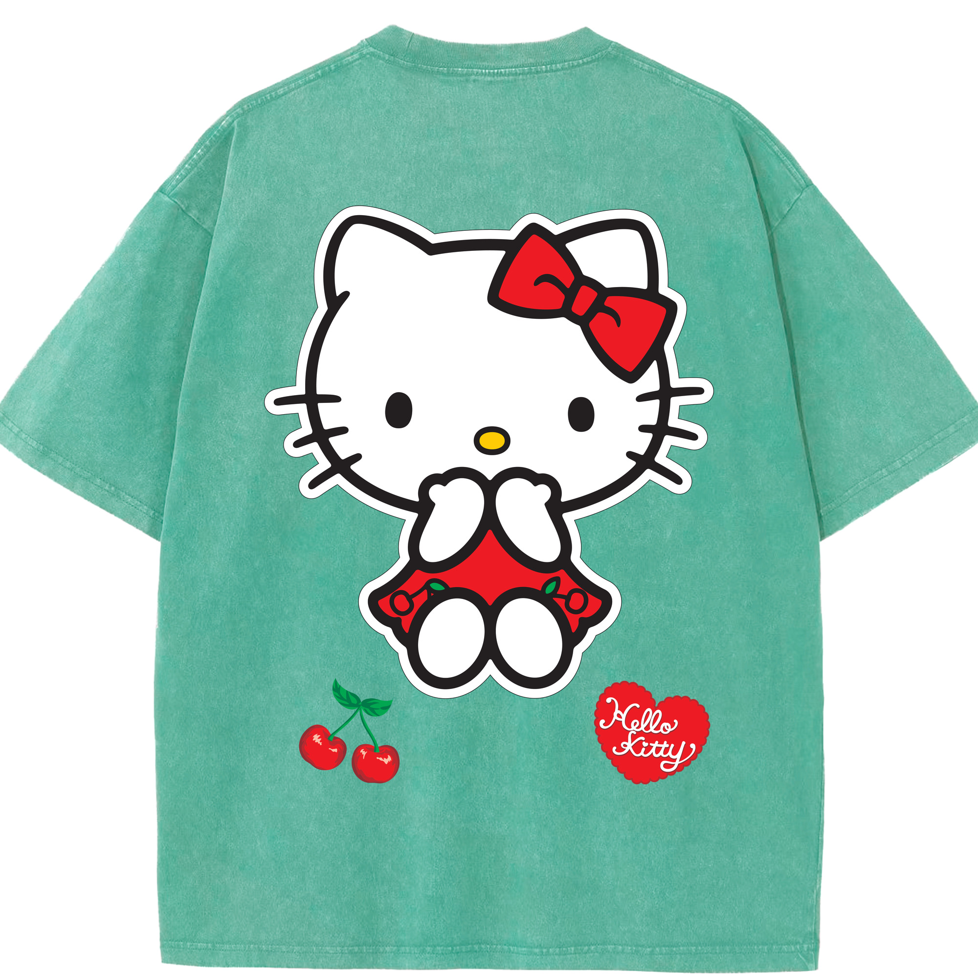 （画像用） Hello Kitty ハローキティ 綿100% ヴィンテージ風 半袖Tシャツ（背面プリント）